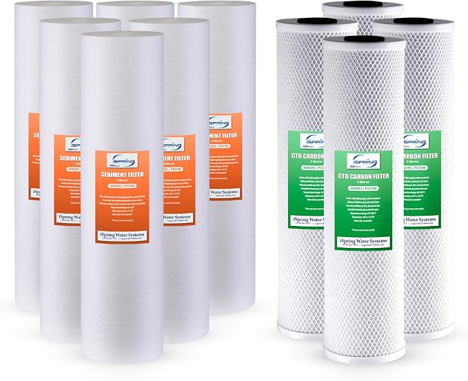 iSpring F10CRO1000 1-Year Replacement Cartridge Pack for CRO1000 & CRO2000 Tankless Commercial Reverse Osmosis Water Filter, Without RO Membrane