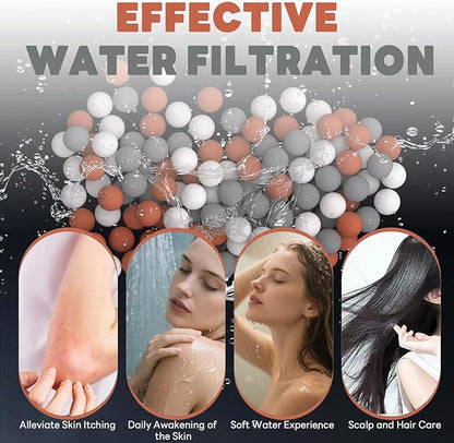 YDmeet Replacement Mineral Balls for Filtered Shower Head Refills, Water Softener Beads Filtration Stone Ball to Remove Chlorine, Fluoride and Impurities(153.0 Grams, Orange, Gray, White)