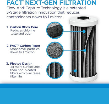 EcoPure EPW4F Premium Carbon FACT Universal Whole Home Filter – Fits Large Capacity Systems – NSF Certified – <1 Micron Filtration – Reduces Chlorine, Sediment, Sand & Dirt – 6-Month Life