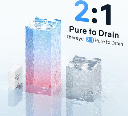 Thereye 8 Stage Reverse Osmosis System, 1000 GPD Tankless Reverse Osmosis Water Filter, Under Sink RO Water Filtration System, Reduce PFAS & TDS, Smart LED Faucet, 2:1 Pure to Drain, White
