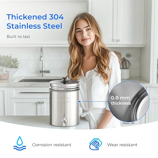 Waterdrop TK-AE Gravity Water Filter System, with 3 Black Carbon Filters | 9000 Gallon Longer Lifespan and 150% Faster Flow for Home, Travel, Emergencies, 2.25G