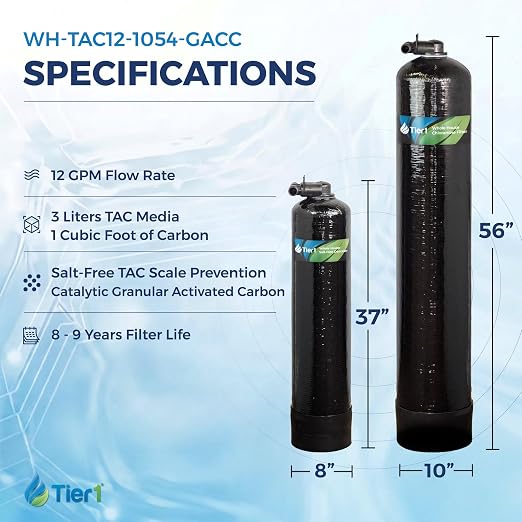 Tier1 Salt-Free Descaler & Chloramine Filter | 3-in-1 TAC Conditioner | 450,000 Gallon Capacity | Catalytic Chloramine Reduction & Sediment Pre-Filter System | Scale Prevention Softener Alternative