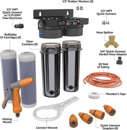 Deionized Spot-Free Car Wash Rinse Plus System Unit, Spotless Water Deionizer for Car Washing, RV, and Motorcycle, With Hose