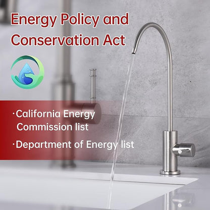 SUMERAIN Drinking Water Faucet for Kitchen Sink, NSF Certification | Brushed Nickel, Lead-Free, SUS304 Stainless Steel, Water Filter Faucet for Reverse Osmosis or Water Filtration System