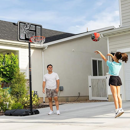 Lifetime NBA San Antonio Spurs Portable Basketball Hoop, Adjustable Height 7.5-10 Ft, 44 Inch Shatterproof Fusion Backboard, Base with Wheels