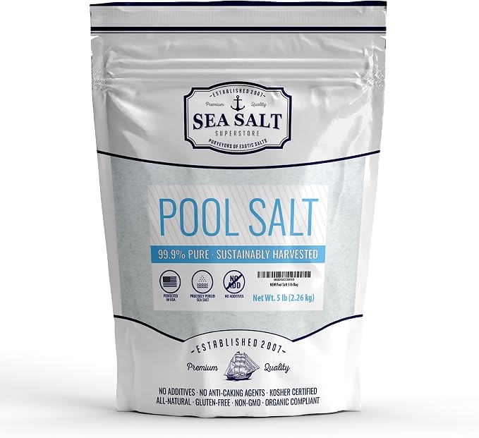 Pool Salt for Saltwater Pools and Chlorine Generators Including Ace Freshwater, Hotspring, Caldera, Chloromatic - 5 Lbs - Sea Salt Superstore