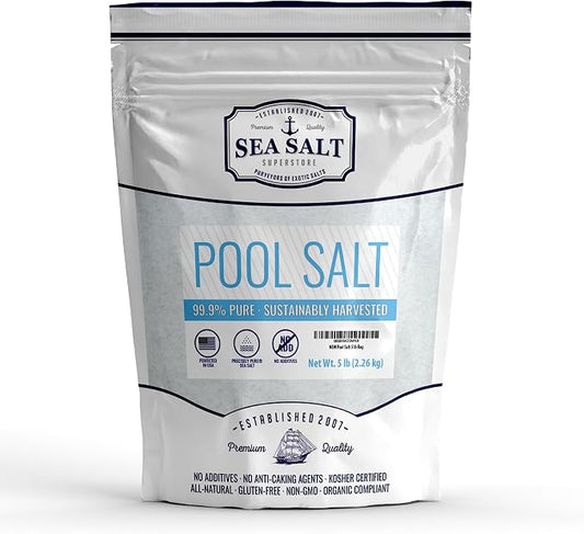 Pool Salt for Saltwater Pools and Chlorine Generators Including Ace Freshwater, Hotspring, Caldera, Chloromatic - 5 Lbs - Sea Salt Superstore