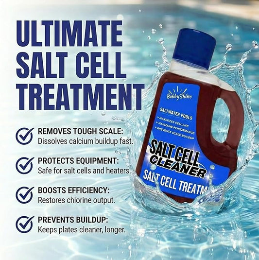 Salt Cell Cleaner for Pool, Pool Salt Cell Cleaner for Saltwater Pools, Salt Generator Cell Cleaner Solution, Helps Reduce Scale Buildup, 3 L (101.5 fl oz) - BubbyShine