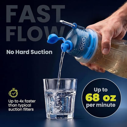OKO H2O Purification Water Bottle with Advanced Filtration, Portable Water Filter Bottle for Travel, Hiking & On the Go, BPA-Free Reusable Bottle, Long Lasting 100 Gallon Filter, 33.8 Oz