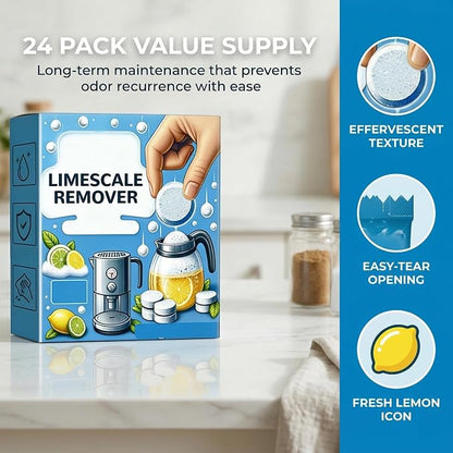 Kettle Descaler Tablet 20 Pack, Kettle Cleaner with Efficient Citric Acid, Removes Hard Water Buildup, Limescale Remover Tablet for Kettles, Coffee Machines & Shower Heads