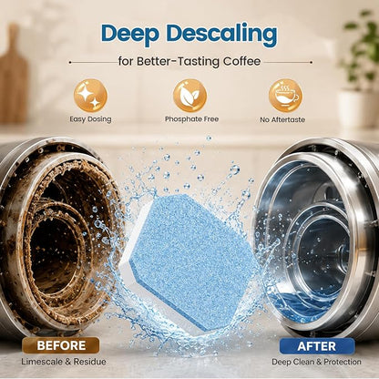 CPLIKE Descaling Tablets for Jura Automatic Coffee Machines | 2-Phase Coffee Machine Cleaner & Decalcifying Tablets for Jura, Extends Machine Life, Preserves Coffee Flavor, 36 Tablets