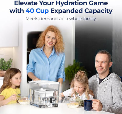 Waterdrop WFD-22L-DF Water Filter Dispenser, 40-Cup Water Purifier, 2 Built-in Filters, 8X Faster Filtration, 400-Gallon Lifespan, 10X Longer Lifetime, Reduces Chlorine, PFOA/PFOS, White
