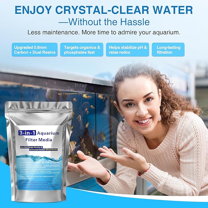 2 Pack 11oz Aquarium Filtration Media, Extruded Carbon & Ion Exchange Resin in Nylon Bags, Treats 75-100 Gallons Per Bag, Removes Phosphates & Metals for Reef, Marine, Jellyfish & High pH Aquariums
