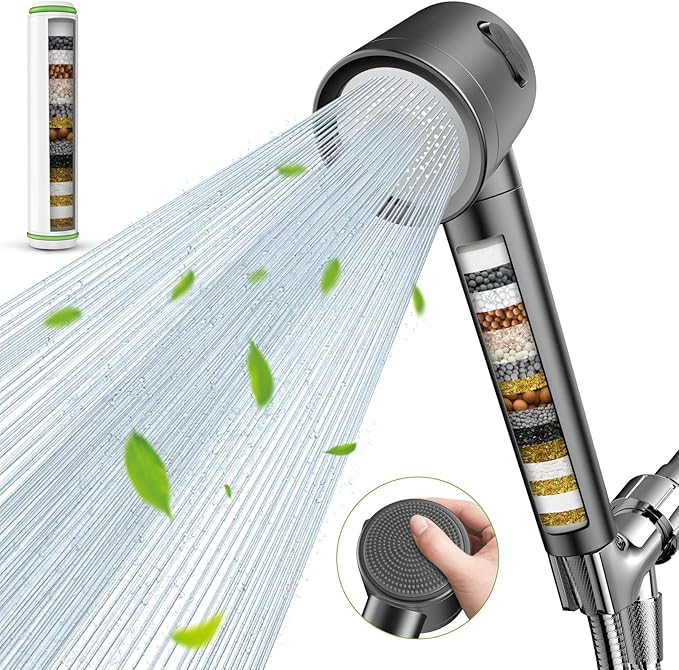 Ion Drops Filtered Shower Head with Handheld, High Pressure Shower Heads with 3 Spray, Showerhead with Filters Hand held for Hard Water, Remove Chlorine, Reduces Dry Itchy Skin