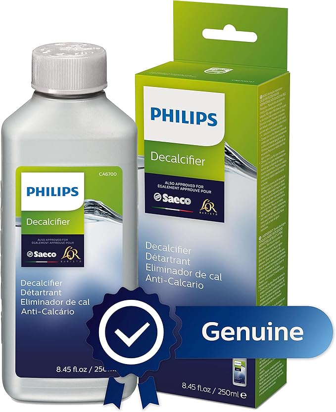 Philips AquaClean Original Calc and Water Filter & Machine Descaler, Perfect Descalcification for a Prolong Machine Lifetime, 1 Descaling Cycle, Bottle of 250 ml, (CA6700/47)