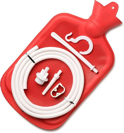 Cleanstream Water Bottle Douche Kit with Enema Tip, Vaginal Tip, 2 Quart Rubber Bottle, 5 Foot Tubing, Shut-Off Clamp, Adapter, Stopper and Hanging Hook for Personal Cleansing