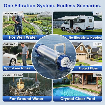 0.01 Micron Whole House Water Filter System, Ultrafiltration Water Filtration System with 3-5 Year Lifespan, Pre-Filtration Sediment Filter for Well & City Water (8.8 GPM / 52,834 GL) - UF4