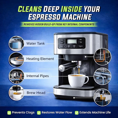 Coffee Machine Cleaner Descaler Tablets 25 Pack - Compatible With Keurig, Nespresso, Philips, Ninja, Delonghi, Miele, Breville & More - Coffee Maker Cleaner Tablets with 1 Year Supply