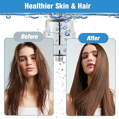 2 Pack Shower Filter for Hard Water, High Output Filtration Removes Chlorine, Fluoride, Heavy Metals & Odor, Universal Shower Head Filter System for Skin & Hair Care, Chrome Finish