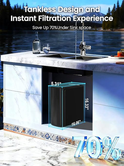 Cobectal Under Sink Reverse Osmosis System,TDS PFOS&PFOA Reduce, 800GPD Under Counter Ro System,3:1 Pure to Drain,11 Stage Tankless Reverse Osmosis Water Filter,Smart LED Faucet