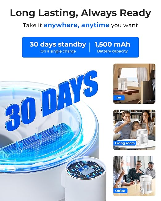 Waterdrop ED12W Glass Rechargeable Water Filter Dispenser, Large 22-Cup, Reduce 70+ Contaminants, Instant Eco-Friendly Countertop Water Filter System, 5-Stage Soften Water Pitcher, with 1 Filter