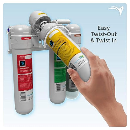Aquatic Life Twist-in 4-Stage RO/DI Aquarium Water Filter System – Reverse Osmosis Filtration with Sediment, Carbon, Membrane & DI Resin – 75 GPD