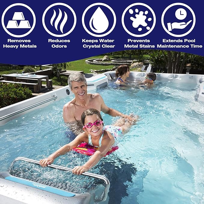 H&G Lifestyles Pool Metal Remover,Spa Water Filter for Pool & Spa, Iron Remover for Pools, Pool Scale Build-Up Remover, Reduces Metals & Prevents Staining, Lasts Up to 6 Months, 2 Pack