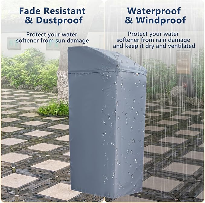 Water Softener Cover,Jacket Access Soften Station Tank Covers,Openable Top Easy to Use Removal-Free Installation,for Water Softener Outdoor UV Dust Protection of Outside Units Heater Parts (Gray)