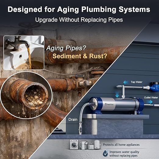 13.2 GPM Ultra-Filtration Whole House Water Filter System, Stainless Steel | 5-Year Lifespan Reusable Cleanable Membrane, 0.01μm Reduce 99.99% Contaminants Ideal for Tap/Well/Lake/Old Pipe Water- UF6