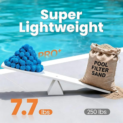 7.7 lbs Pool Filter Balls for Sand Filters, Reusable Blue Filter Media Balls for All Sand Filter Systems, Efficient & Lightweight Pool Sand Filter Balls, Replaces 250 lbs Pool Filter Sand