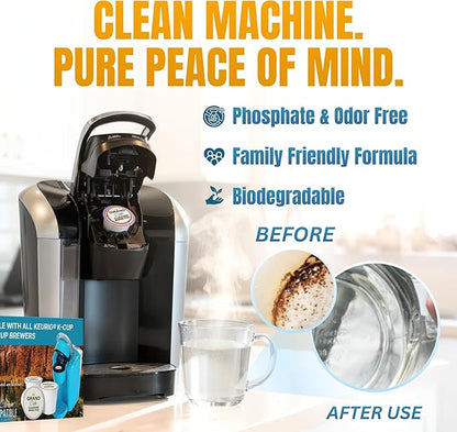Grand Cafe Keurig Cleaning Pods (20 Pack) - K Cup Cleaner & Rinse Pods for Keurig, Descaler for Coffee Machines, Coffee Maker Descaling Kit, 1.0 & 2.0 Compatible