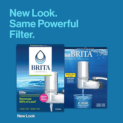 Brita Faucet Mount System, Water Faucet Filtration System with Filter Change Reminder & Standard Water Filter, BPA-Free, Replaces 1,800 Plastic Water Bottles a Year