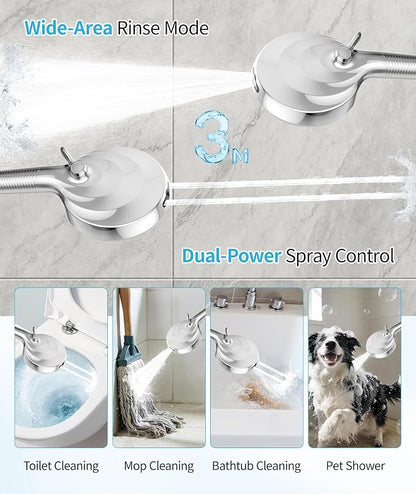 Filtered Shower Head with Handheld, 10 Spray Mode High Pressure Shower Head with Filters, Shower Filter Head for Hard Water, Powerful Spray for Cleaning, 2 Replaceable Filters Included, Chrome