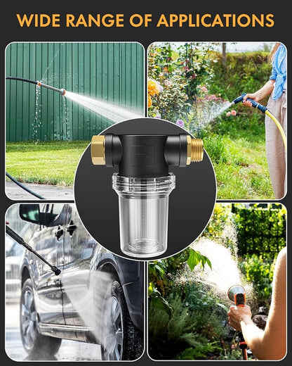 Twinkle Star Garden Hose Filter, Inline Water Hose Filter Attachment | 100 Mesh and 40 Mesh Screen, 2Pcs O-Ring, Garden Hose Filter Pressure Washer Inlet, For RV Camping Car Wash Water Hose