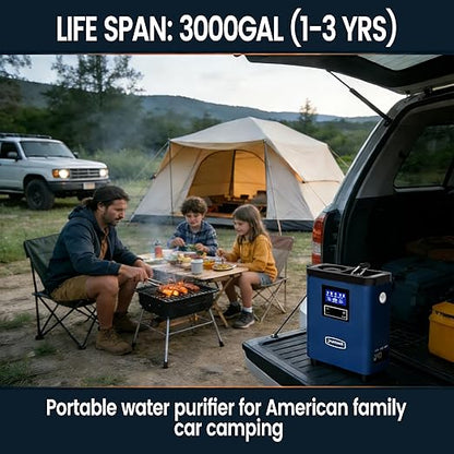 Purewell® K8680 RO Water Purifier System,10-Stage RV Portable Water Filtration Survival with UV,Desalination Rate Reaches 95%,Survival Gear Purification for Drinking,Team Camping，Travel(Blue)