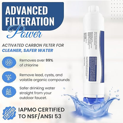 EZ Jug Water Filtration System – Certified by IAPMO R&T to NSF 53 Standards | Filter & Fill 5-Gallon Jugs from Any Garden Hose Faucet | Outdoor Faucet Compatible | Reduces Chlorine, Lead, Cysts & VOCs