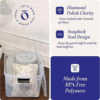 HOMZ Multipurpose 66 Quart Clear Storage Container Tote Bins with Secure Latching Lids for Home or Office Organization, (2 Pack)