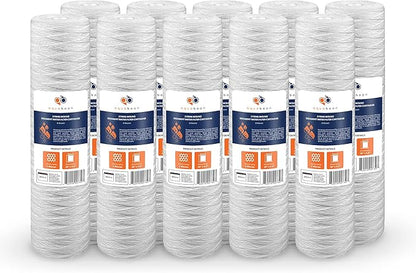 Aquaboon 5 Micron 20 x 4.5 Whole House String Wound Water Filter Replacement Cartridge for Well Water Filtration Compatible with WP5BB20P, 10-Pack