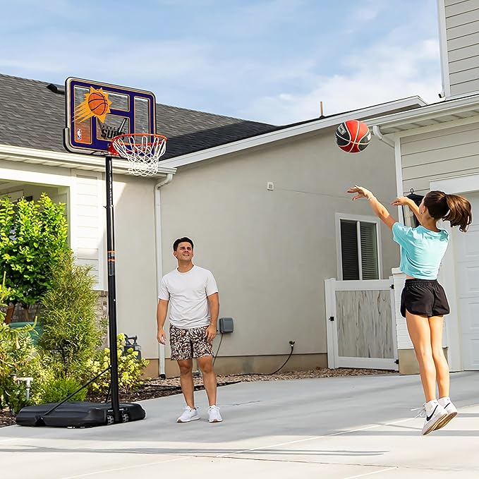 Lifetime NBA Phoenix Suns Portable Basketball Hoop, Adjustable Height 7.5-10 Ft, 44 Inch Shatterproof Fusion Backboard, Base with Wheels