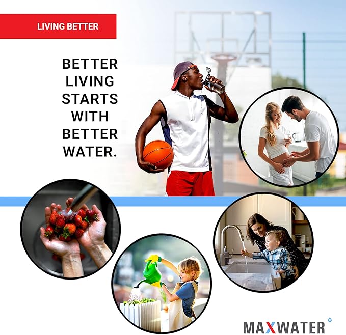 Max Water Combo Pack FX12P and FX12M or TFM-24 Water Filter Replacement, Compatible GE RO Set GXRM10RBL GXRM10G Reverse Osmosis Systems - Carbon Block Filters and 50 GPD RO Membrane (Membrane + 2 CTO)