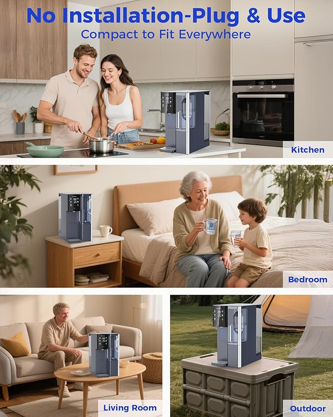 CT910H Reverse Osmosis Water Filter Countertop, 3S Instant Hot RO Water Filtration System, 7-Stage Water Purifier with Portable Pitcher, NSF/ANSI 372,42,58, Reduce TDS PFAS, No Installation