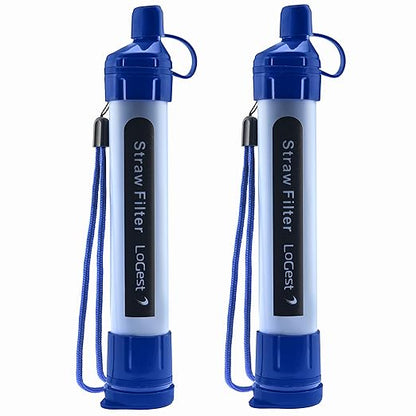 2 Pack Water Filter Straw - Water Purifying Device - Portable Personal Water Filtration Survival - for Emergency Kits Outdoor Activities and Hiking - Water Filter Camping Travel Survival Backpacking