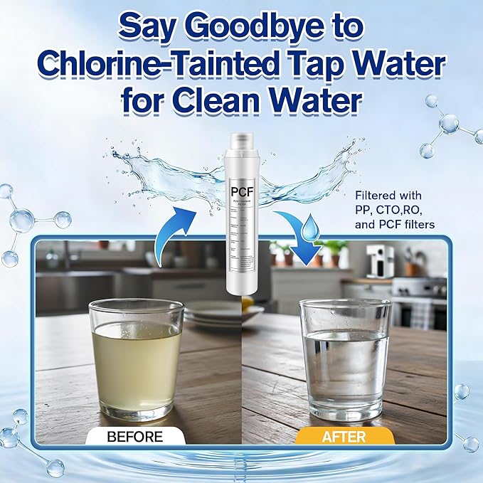 1 Pack PCF Water Filter Replacement Compatible with Bluevua RO100ROPOT, 1 PCF Water Filters, Improved Drink Quality, Easy to Replace for Household Daily Use Drinking