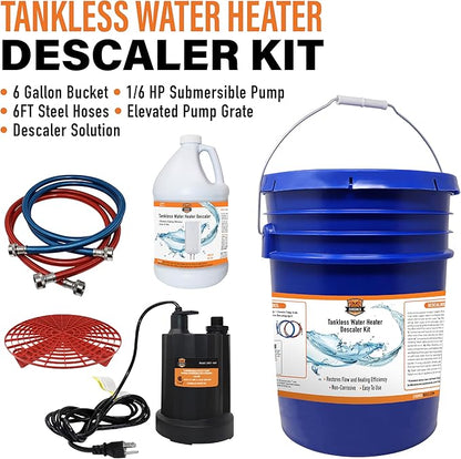 Chromex Tankless Water Heater Flush Kit with Gallon Liquid Descaling Solution and 1/6HP Extra Strength Pump