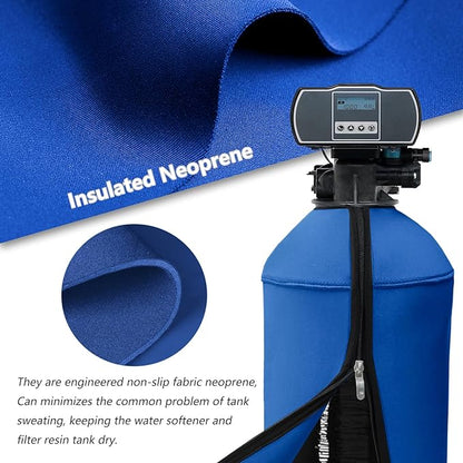 9x48 Inch Water Softener Tank Jacket - Insulated 3.5mm Neoprene Slip Sleeve to Prevent Sweating, Heavy-Duty Outdoor Water Softener Cover,Blue