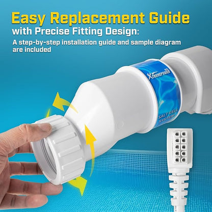 XtremepowerUS Pool Salt Cell Chlorinator Replacement Compatible with Hayward W3AQR9 In-Ground Temp. Sensor Up to 25,000 Gallons w/Cleaning Stand