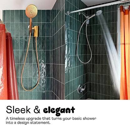 Sproos - Handheld Showerhead, High Performance Filtration System for Healthier Hair and Skin, Extra Long 70 Inch Hose, 3 Customized Spray Functions, 6 Colors (Golden Hour, Shower Filter Set)