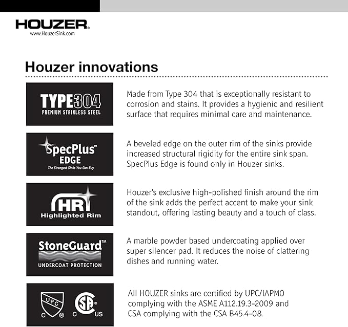 Houzer Club Stainless Steel Kitchen Bar & Prep Sink: 14 Inch Undermount Medium Sink with Strainer & Bottom Grid, Durable & Versatile, Essential for Home & Apartment: CS-1407-C