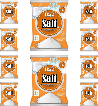 1kg Dishwasher Salt, Powerful Cleaning Dishwasher Salt, softener salt, Best For Laundry Kitchen Dish Washing, Compatible to All Water Softner Machine, Premium Food Grade 100% Genuine British Salt (10)
