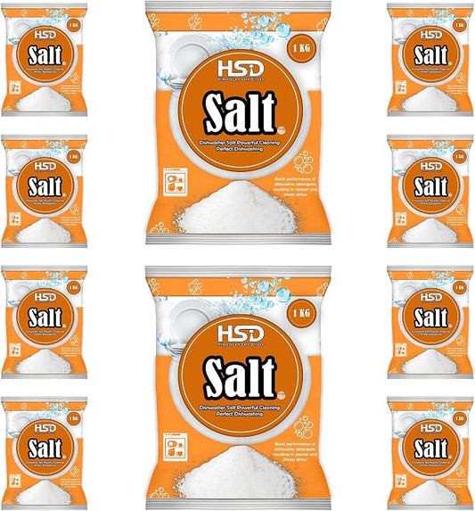 1kg Dishwasher Salt, Powerful Cleaning Dishwasher Salt, softener salt, Best For Laundry Kitchen Dish Washing, Compatible to All Water Softner Machine, Premium Food Grade 100% Genuine British Salt (10)